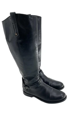 Botas Tory Burch Mujer Talla 8 Cuero Negro Montar Ecuestre Logo Arnés Alto Foto 1 de 4
