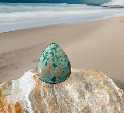 Anillo de piedras preciosas turquesa peruana tamaño 7,5 - chapado en plata de ley 925 - nuevo Foto 1 de 4