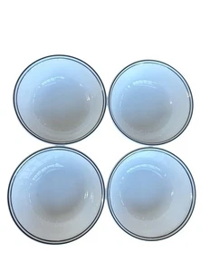 Corelle 4 City Block White with Black Bands Cereal/Soup Bowls - Picture 1 of 5