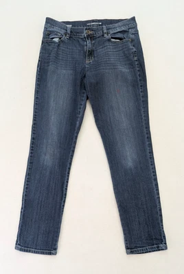 Pantalones de mezclilla para mujer Liz Claiborne talla 6 novio ajustados azules lavado oscuro elásticos DEFECTOS Foto 1 de 4