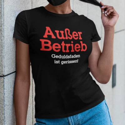 FUORI USO Filo di Pazienza è Strappato Corona Commedia Frasi Divertenti Maglietta Donna - Immagine 1 di 4