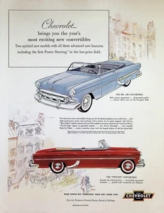 VINTAGE 1950s Print Ad ~ Chevrolet Bel Air and Two-Ten Convertibles ~ - Picture 1 of 1