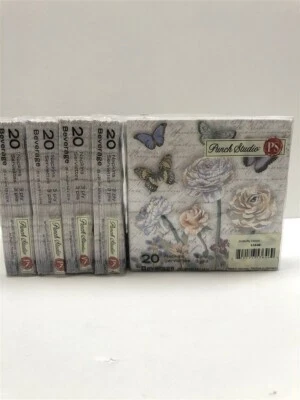 Lote de 5 servilletas para bebidas Punch Studio 53646 Butterfly Dance (20 servilletas/juego) Foto 1 de 3