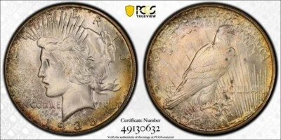 1935-S High Grade Peace Silver $1 Dollar PCGS MS66 .199 - S006 - Image 1 of 4