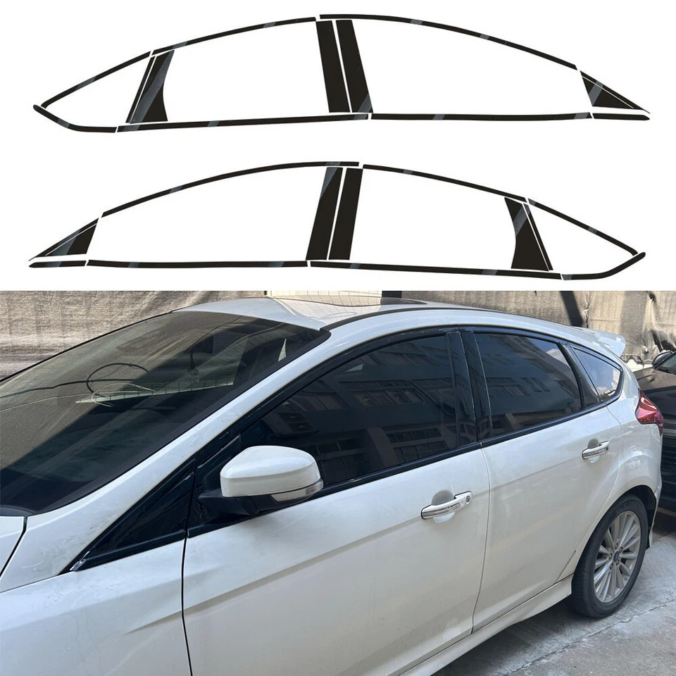 Matte/Glossy Black Chrome Delete Window Trims For Ford Focus 2012-2018 Foto 1 de 4