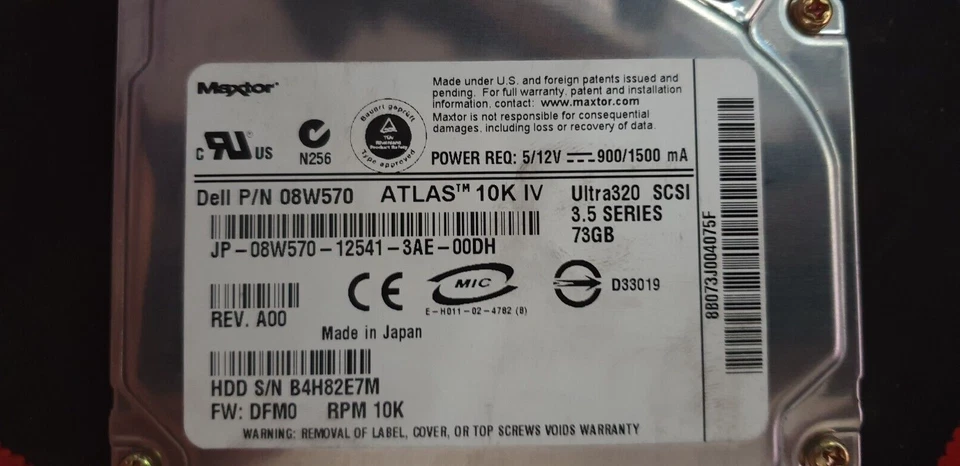 Maxtor Atlas 10K IV Ultra320 73GB SCSI 3.5inch HDD - Image 1 of 1