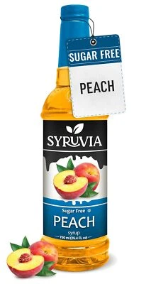 Syruvia Sugar Free Peach Syrup 25.4 fl oz, for Drinks, Desserts & More