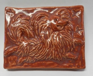 Vintage RARE OMD USA Pottery 5" X 4" X 3/4" Tile Fox, Dog, Wolf FULL RELIEF - Picture 1 of 10