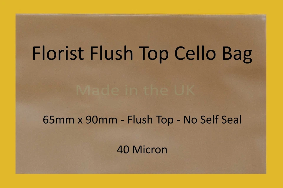 CELLOEXPRESS Florist Flush Cello Bag - 65mm x 90mm - Cellophane Display Bag