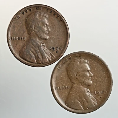 Raw 2 Pack 1910-S 1926-S Lincoln Wheat 1C Coin Lot - Image 1 of 2