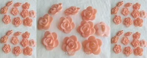 Light Salmon Pink Coral Rose Flower Buttons Shank Back Dimension 1" (25mm) Shiny - Picture 1 of 6