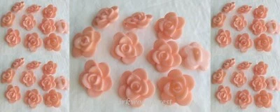 Light Salmon Pink Coral Rose Flower Buttons Shank Back Dimension 1" (25mm) Shiny - Image 1 of 2