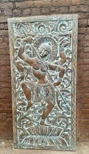 Vintage Carved Wood Dancing Shiva Wall Panel, Tandav Shiva Indian Wall Art 72x36