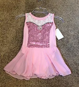 Sz 8 Pink Dance Skating Dress Up Bodysuit Leotard W/Skirt Dress Up Costume NWT! - Picture 1 of 3