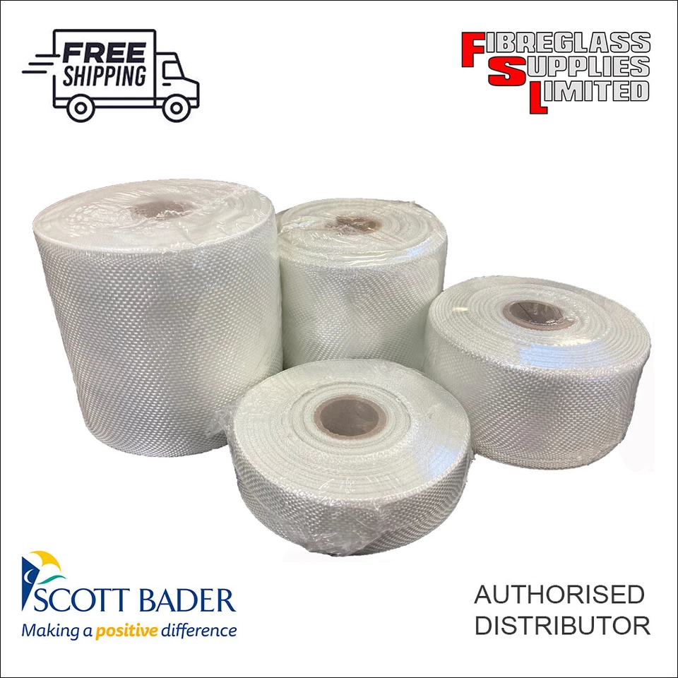 Woven Fibreglass Cloth Tape. Various Sizes. 175g/sqm. GRP Reinforcement + Repair - Image 1 of 1
