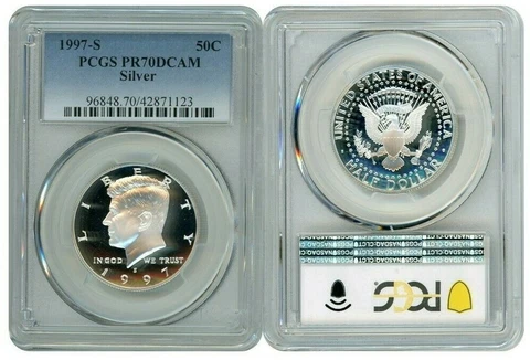 1997 S SILVER KENNEDY HALF DOLLAR 50C PCGS PR70DCAM BLUE R7 Cover