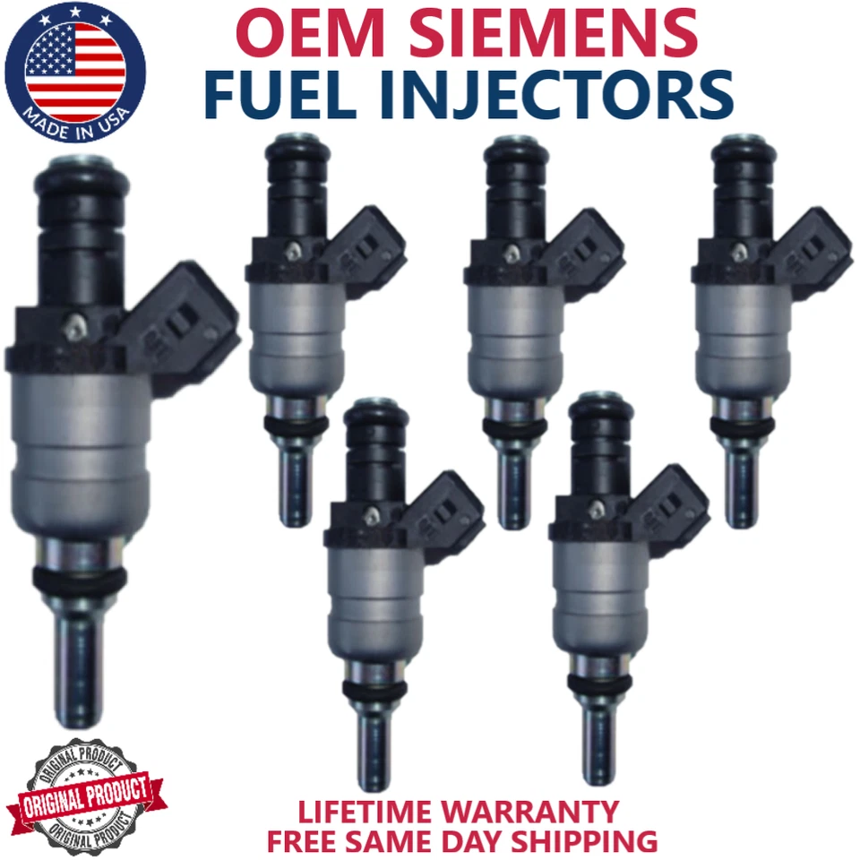 Inyectores de combustible SIEMENS x6 genuinos nuevos para BMW Z3 1999, 2000 2,8 L I6 #14272140 Foto 1 de 2