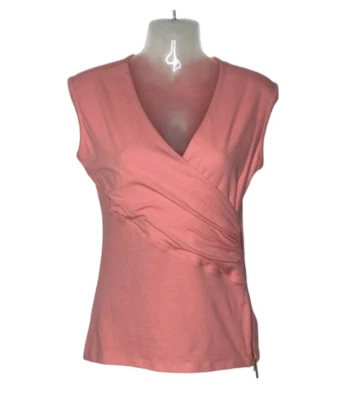 Top Michael Kors Imitación Envolvente Para Mujer XS Rosa Cremallera Lateral Cuello en V Sin Mangas Nuevo Con Etiquetas Foto 1 de 4