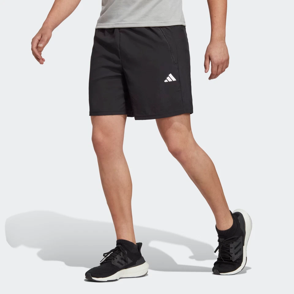 Adidas Men's Essentials Woven Training Shorts Pocket Zipper Black Small 7"