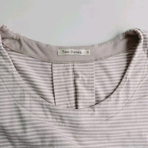 Two Danes Bamboo & Organic Cotton Jersey 2 Pocket Taupe Striped 41 Long Dress XL - Picture 1 of 10