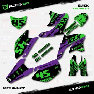 Kit de gráficos de carreras verde púrpura pulido para calcomanías Kawasaki KLX450 Klx 450 08-18 - Imagen 1 de 5
