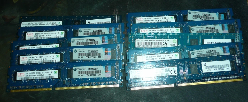 LOT OF 10 4GB DDR3 Desktop Memory PC3-10600 PC3L-12800 Sticks RAM - Image 1 of 1