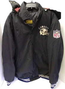 Vintage Dallas Cowboys NFL Football Rick's Sport Wear Lg Snap Bomberjacke Kapuze - Bild 1 von 18