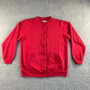 Vintage Blair Jacket Womens Medium Red Shacket Sweatshirt Fleece Lined Sweater - Picture 1 of 22