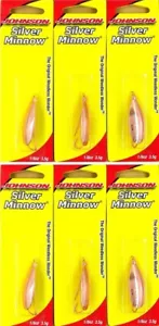 (6) Johnson 1/8 Oz Silver Minnow 1 3/4" Weedless Spoon Copper Brand New In Pack - Picture 1 of 4