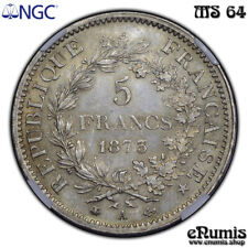 FRANCE, Third Republic, 5 Francs 1873 A, Paris, NGC MS 64