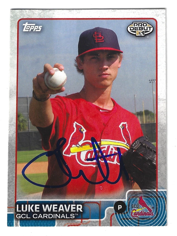 TARJETA FIRMADA LUKE WEAVER GCL CARDINALS ST LOUIS YANKEES MARINERS DIAMONDBACKS ROJA Foto 1 de 1