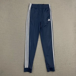 Adidas Jogger Pants Boys Large 14-16 Blue Striped Tapered Activewear Sports - Picture 1 of 10
