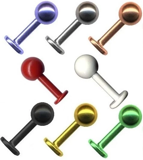 Labret Spina Piercing Labbro Naso Orecchio Helix Trago Daith 21 Misure 8 Colori - Immagine 1 di 4