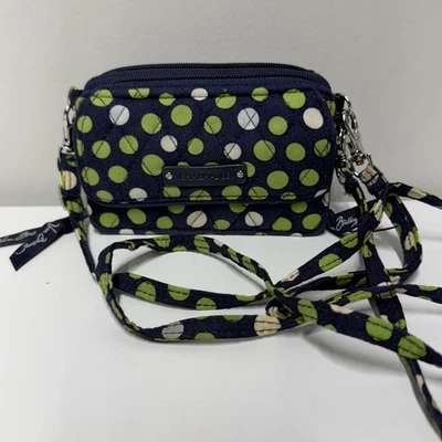 VERA BRADLEY Bandolera Cartera Monedero Azul Marino LUCKY YOU Lunares Ajustable Foto 1 de 4