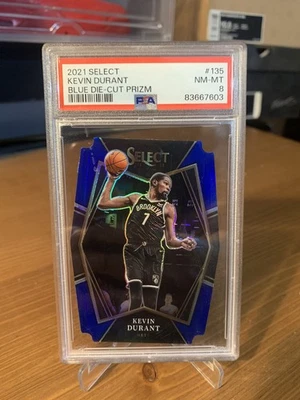 2021-22 Panini Select Kevin Durant #135 Blue Prizm Die-Cut /249 PSA 8 Nets - Image 1 of 4