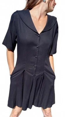 Mameluco corto vintage años 90 Express negro con cuello de rayón abotonado - mediano Foto 1 de 4