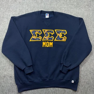 Moletom esportivo Russell feminino vintage XXL azul bordado Sigma Sigma Sigma - Imagem 1 de 4