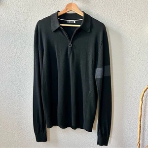 Polo manica lunga Rapha Merino taglia media nera lana 1/4 zip leggera ciclismo - Foto 1 di 8