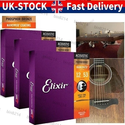 uk @Elixir Acoustic Guitar strings Phosphor Bronze LIGHT 12-53 16002 16027/16052
