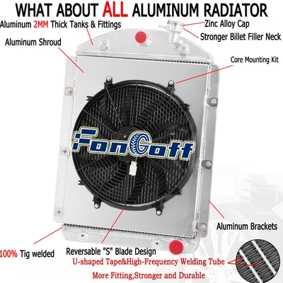 4 Rows Radiator Shroud Fan For 1941-1946 Chevy Truck Pickup V8 Small Block 3.8L - Изображение 1 из 4