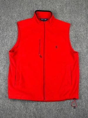 Colete Polo Golf Ralph Lauren Masculino L Vermelho Lã Baú Bolso Sem Mangas com Zíper - Imagem 1 de 4
