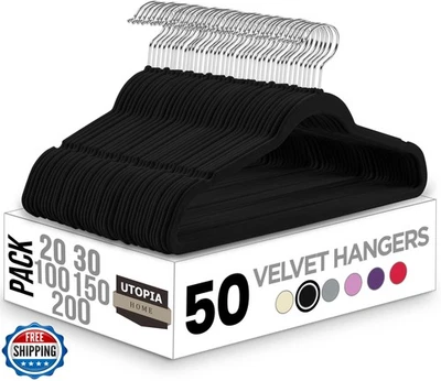 Paquete de 50 perchas de terciopelo Utopia Home - perchas de traje antideslizantes con 360 grados Ro Foto 1 de 4