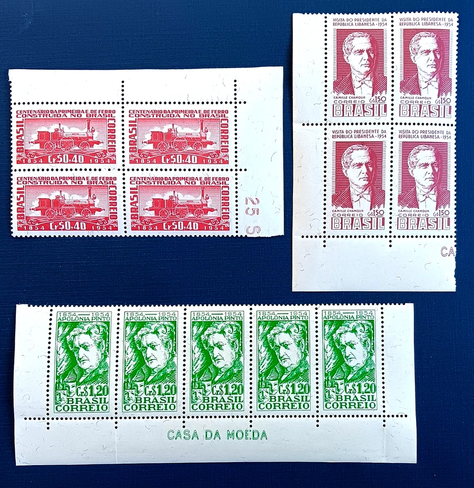 Brasil Scott #781-782 bloques de esquina de 4, Scott #785 tira de 5 - como nuevo, casi nuevo #B688 Foto 1 de 1