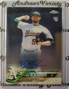2018 Topps Chrome Paul Blackburn Rookie Auto RC #RA-PB Oakland Athletics - Imagen 1 de 3
