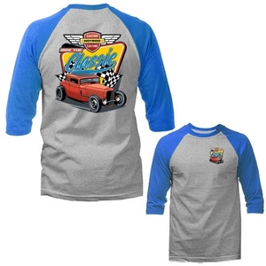 Custom Culture Hot Rod Garage Classic Vintage Car Automobile 3/4 Sleeve Raglan - Picture 1 of 10