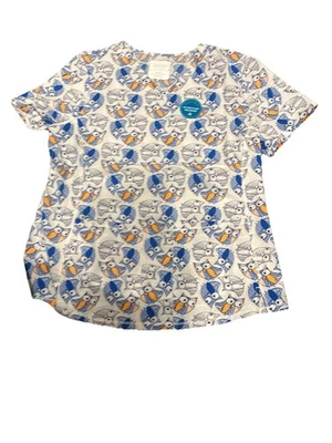 Cherokee Medical Uniforms Short Sleeve 2 Pockets Their Front V-Neck Owls Size 3x - Image 1 of 4
