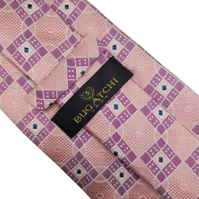 Nuevo sin etiquetas Corbata Bugatchi Italia RN#64137 Para hombres Tejida 100% Seda Lujo Geométrica Prendas para el Cuello  Foto 1 de 4