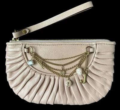 Muñequera de Colección Juicy Couture Rubor Cuero Rosa Tono Dorado Estrás Dijes Foto 1 de 4