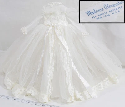 Vintage Madame Alexander Doll Wedding Dress Bridal Gown Bow in Front. Clean (G2) - Image 1 of 4