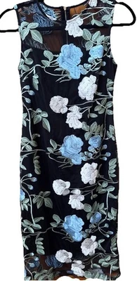 CALVIN KLEIN Illusion Embroidered Floral Mesh Sheath  Party Dress SZ 2 $148 - Image 1 of 4